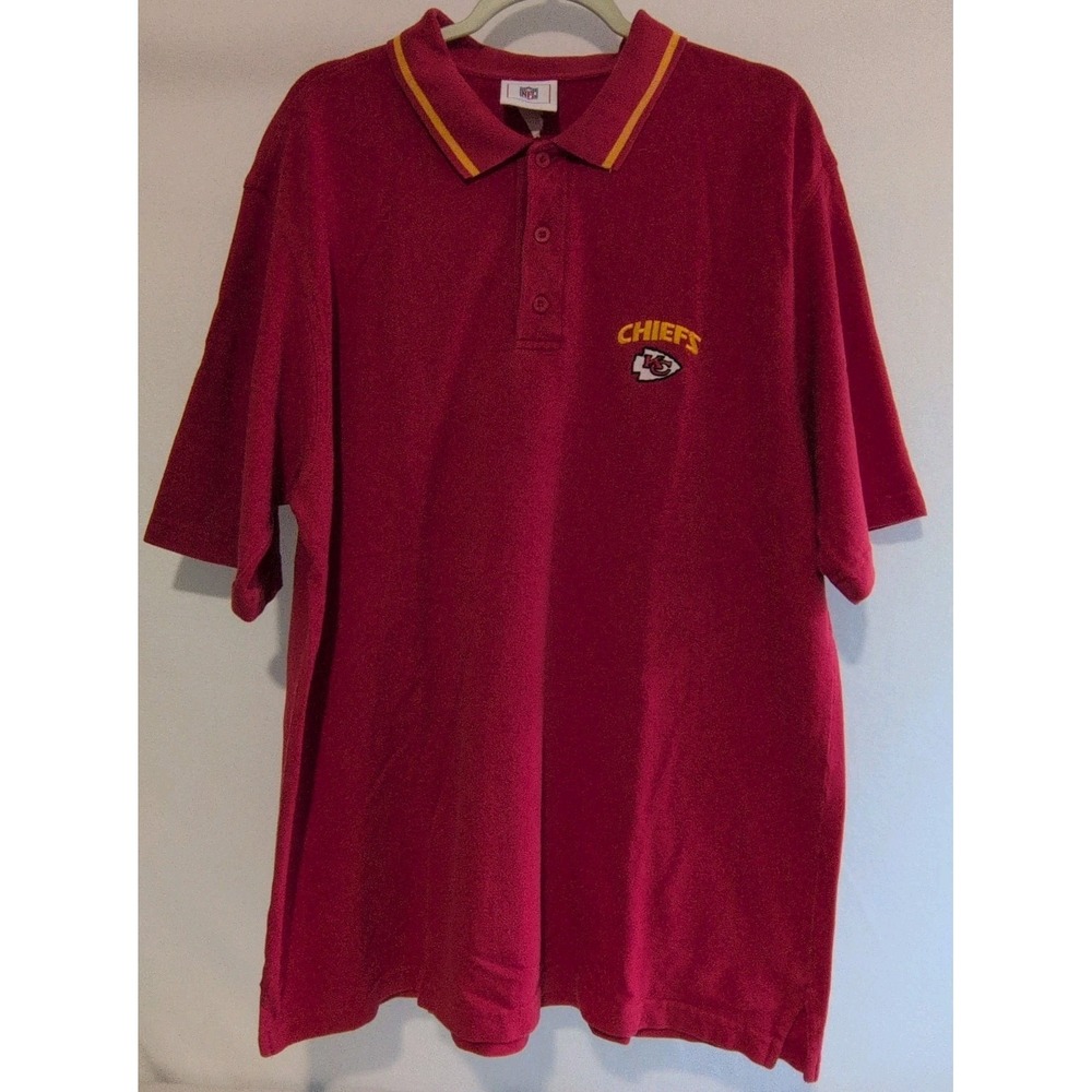 NFL Kansas City Chiefs Polo Shirt Red Yellow Football National League See Photos
